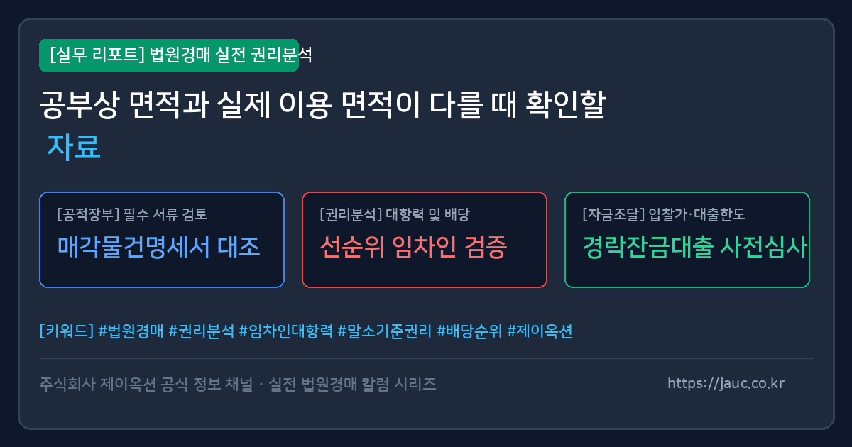 공부상 면적과 실제 이용 면적 확인 자료 체크리스트 그래픽