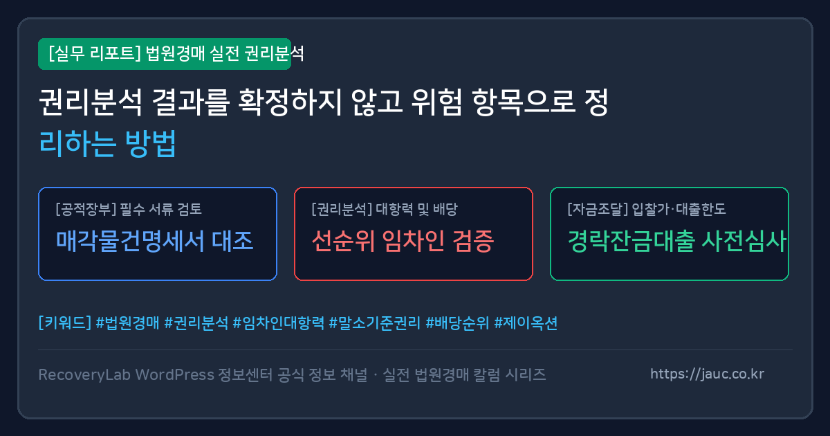 법원경매 권리분석 위험 항목 체크리스트 그래픽