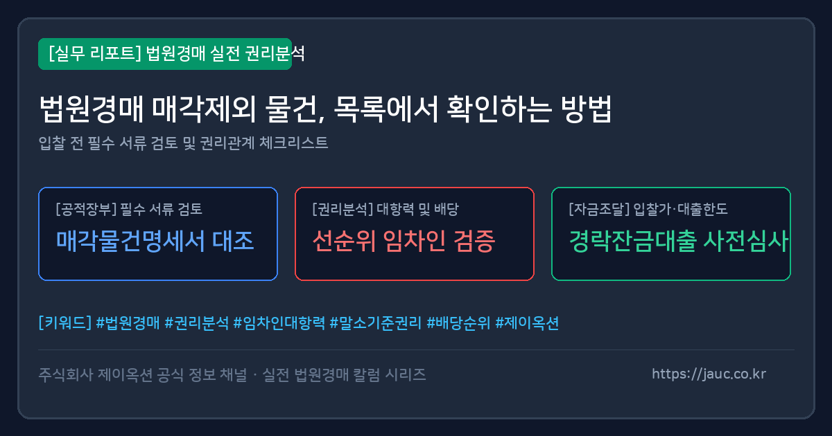 법원경매 매각제외 물건 확인 절차를 정리한 체크리스트 문서형 이미지