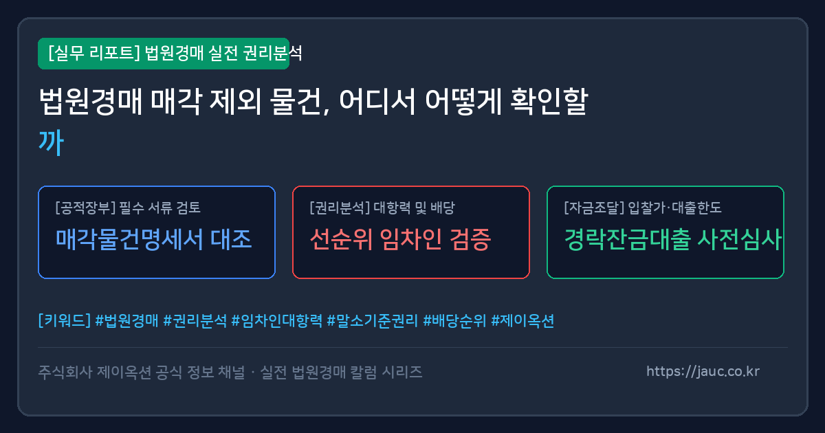법원경매 매각 제외 물건 확인을 위한 서류 체크리스트 인포그래픽