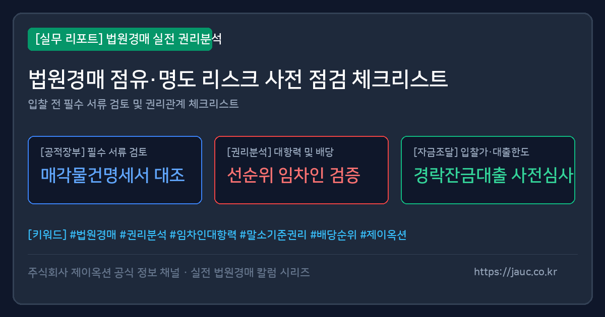 법원경매 점유 및 명도 리스크 체크리스트 일러스트 그래픽
