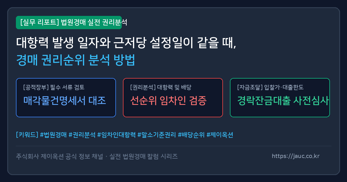 대항력 발생 시점과 근저당 설정일 비교를 위한 권리 분석 체크리스트 인포그래픽