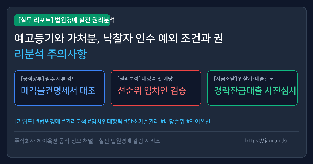 부동산 경매 권리분석 및 예고등기 가처분 체크리스트 인포그래픽