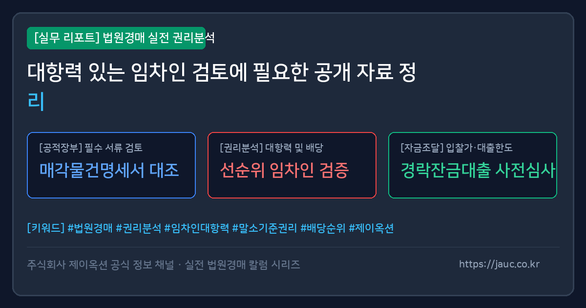 법원경매 임차인 대항력 검토 서류 체크리스트 그래픽