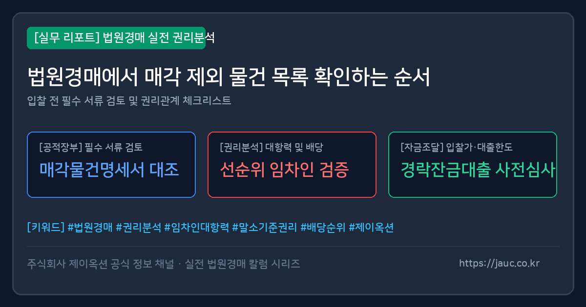 법원경매 매각 제외 물건 확인 체크리스트 인포그래픽